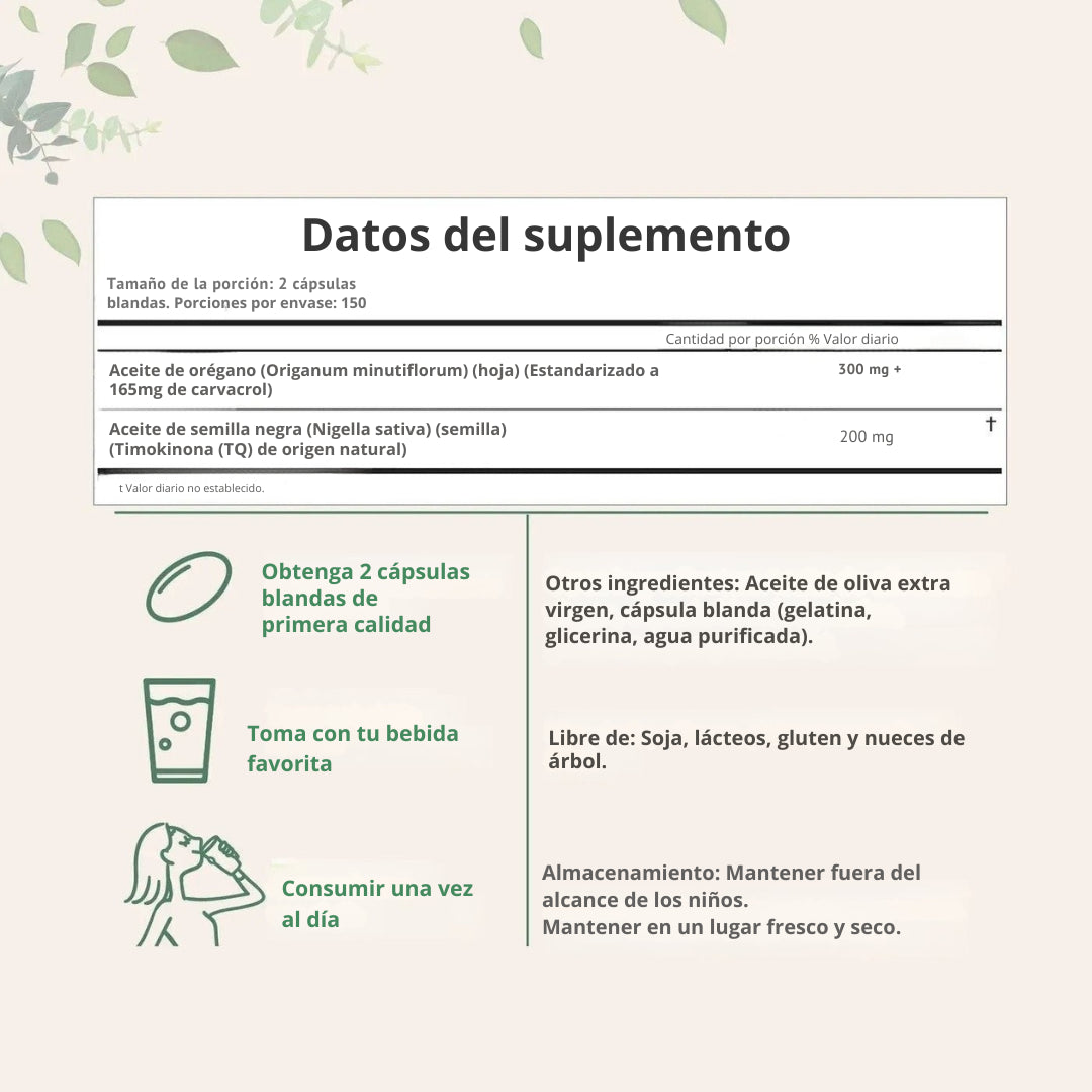 Aceite de Orégano con Aceite de Semilla Negra