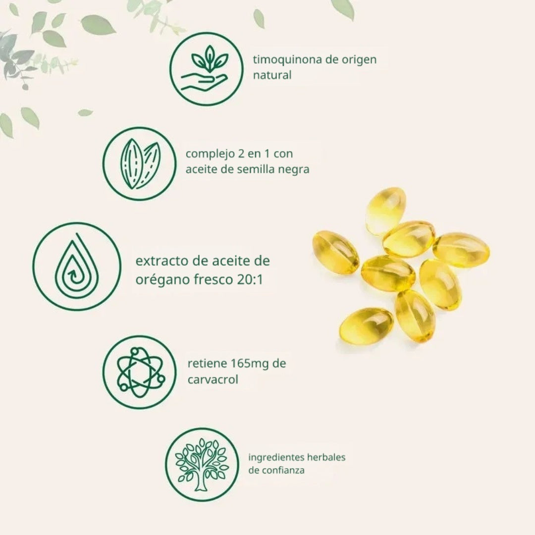 Aceite de Orégano con Aceite de Semilla Negra